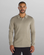 Textured Knit Long Sleeve Polo